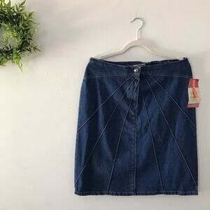 NWT Vintage Y2K Sunburst Denim Jean Pencil Midi Skirt Long Modest‎ Size 12